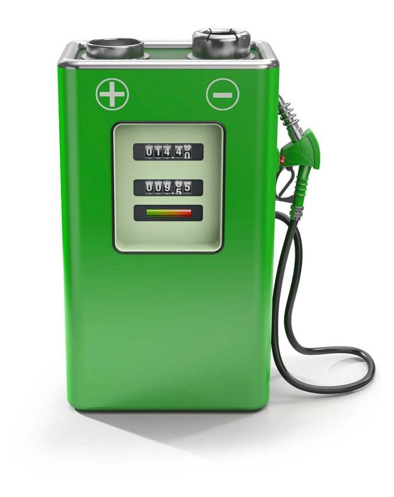 benzinaio a forma di batteria di ricarica elettrica