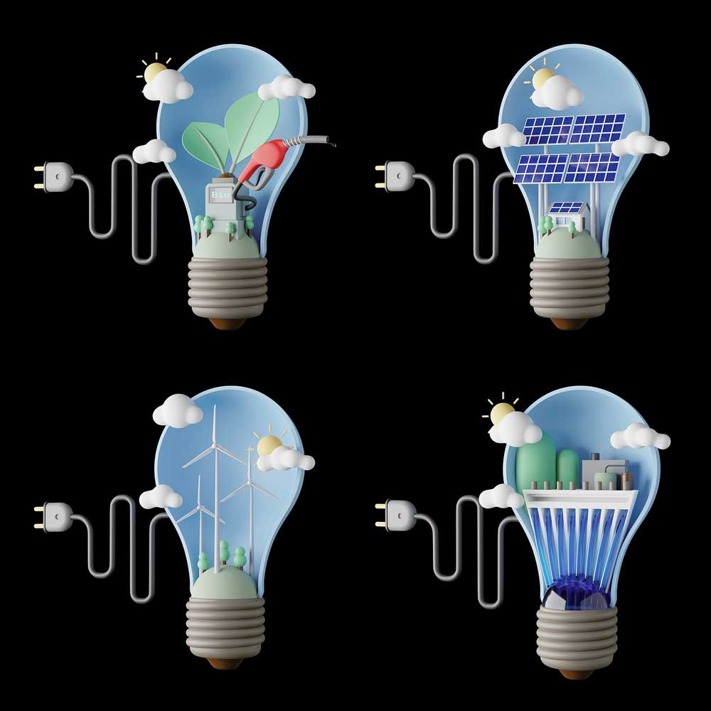 aziende sostenibili rappresentate da lampadine con progetti green