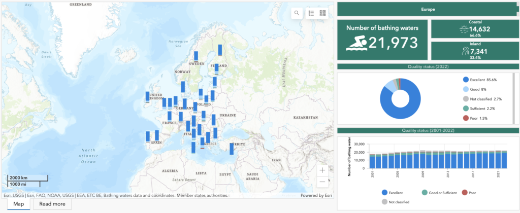 Mappa interattiva AEA acque balneazione europee