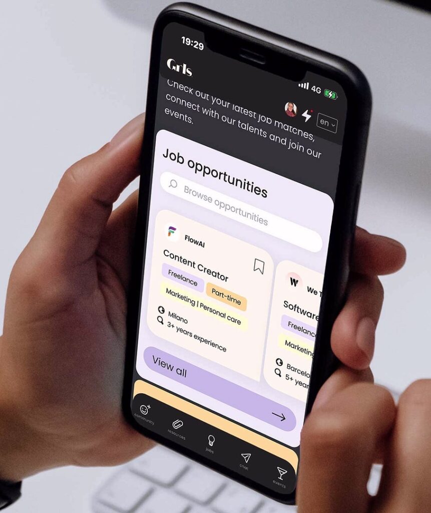 fotografia della piattaforma GRLS su App