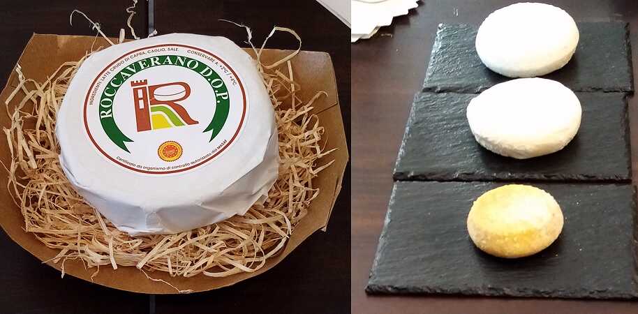 Fotografia di una forma di Roccaverano con le tre diverse stagionature